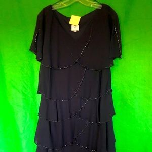 Patra beaded layered navy dress